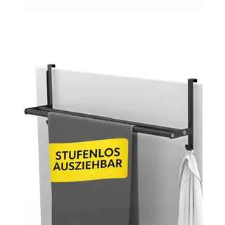 MDCASA Premium Handtuchstange I Handtuchhalter ohne Bohren & verstellbar inkl. Kratzschutz I Stabiler Handtuchhalter Tür für alle gängigen Türen