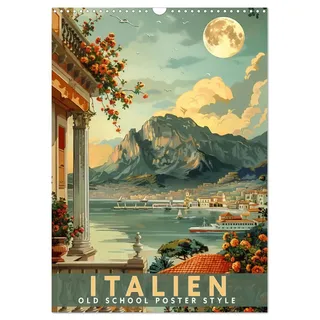 Calvendo Italien - Old School Poster Style (Wandkalender 2026 DIN A3 hoch), CALVENDO Monatskalender: