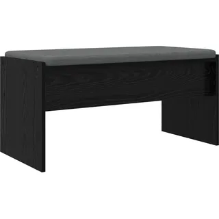 Flurbank mit Kissen Schwarz Eichen-Optik 83 x 38 x 40 cm - Schwarz