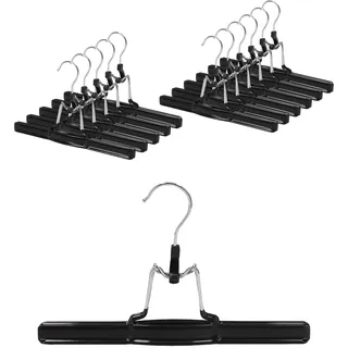 12 x Hosenbügel Klemmbügel schwarz VonBueren | Hosenspanner aus Metall | Kleiderbügel für Hosen | rutschfest | mit drehbarem Haken