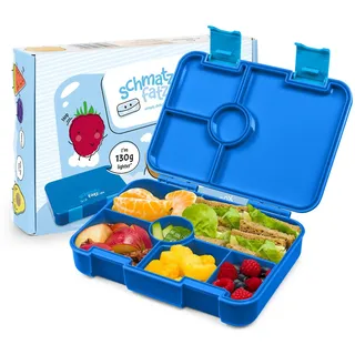schmatzfatz Brotdose Kinder mit Fächern, BPA Frei Lunchbox Kinder, Bento Box Kinder, Brotbox für Mädchen & Jungen, Snackbox, Perfekt für Schule, Kindergarten & Ausflüge (Blau)