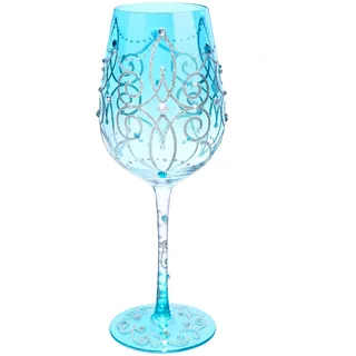 NymphFable 15oz Bunte Weingläser Farbig Blaue Prinzessin Weingläser Handgemalt Geschenkideen Personalisierte Geburtstagsgeschenk Für Frauen