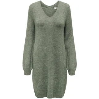 JDY Damen Langarm Strickkleid | Regular Fit Midi Pullover Dress | V-Ausschnitt Shirt Knielang JDYELANORA, Farben:Grün, Größe:M