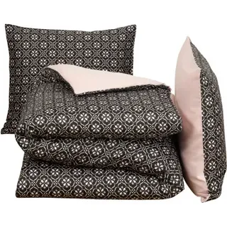 bettbezug 140 x 220 cm Baumwolle rosa/schwarz