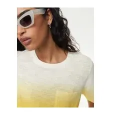 Womens M&S Collection Pure Cotton Ombre T-Shirt - Yellow Mix, Yellow Mix - 12