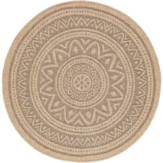 Livabliss Outdoorteppich Nova Rund Jute-Optik Ø 100 cm Beige , Textil , Grafikmuster , 100x100 cm , Oeko-Tex® Standard 100 , in verschiedenen Größen erhältlich , Teppiche und Böden, Teppiche, Outdoorteppiche