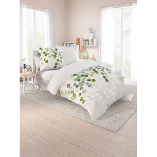 Bettwäsche BIBERNA Gr. 1, grün (weiß, grün), B/L: 135cm x 200cm, Seersucker, B/L: 80cm x 80cm, 2 Stk., Seersucker, 100% Baumwolle, Bettwäsche, Bettwäsche