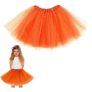 OIXYEY 1 Stück Tüllrock Orange Damen, Damen 80Er Puffy Tüllrock, Karneval Tütü Damen Tüll Petticoat (Orange,C)