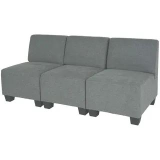 Mendler Modular 3-Sitzer Sofa Couch Lyon, Stoff/Textil ~ grau, ohne Armlehnen