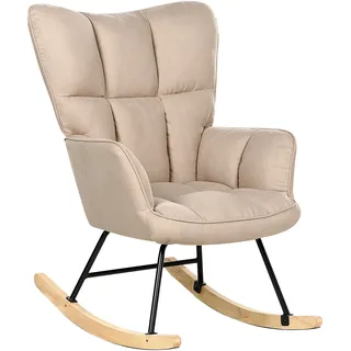 Beliani Schaukelsessel Oulu Textil 71 x 104 x 83 cm Beige