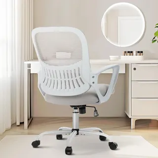 Sweetcrispy Bürostuhl, Computertisch, Managerial Chefsessel, ergonomischer Mid-Back Mesh Rollstuhl mit Rollen, Bequeme Lendenwirbelstütze, Bequeme Armlehnen für Zuhause, Schlafzimmer, Arbeitszimmer