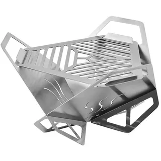 Disnace Tragbarer Faltbarer Campinggrill, Kleiner Edelstahl Camping-Grill Lagerfeuer-Grill für Camping, Faltgrill Outdoor Picknick Terrasse und Garten, Inklusive Tragetasche, 18.5 * 13cm