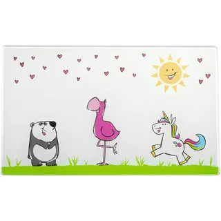 LEONARDO HOME Brettchen aus Glas BAMBINI 4er-Set 25x15 Flamingo/Einhorn/Panda,