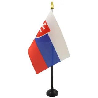 AZ FLAG - Tischflagge Slowakei - 15x10 cm Goldene Splitze - Slowakische Tischfahne 10 x 15 Cm - Flaggen