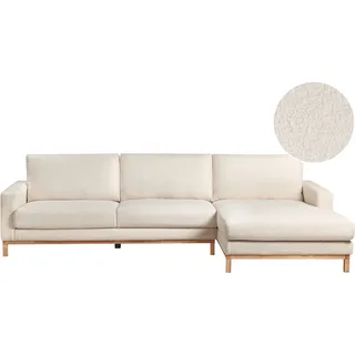BELIANI 4-Sitzer Ecksofa Rechts Weiß Bouclé-Stoffbezug mit Breiten Hohen Armlehnen Hohe Rückenlehne Diecke Sitzkissen Modern Wohnzimmer Stoffsofa - Weiß, Braun