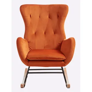 Sessel HEINE HOME, orange, B:68cm H:95cm T:80cm, 100% Polyester, Füße:50% Metall, 50% Gummibaum, Gestell:100% Metall, Sessel, Sessel