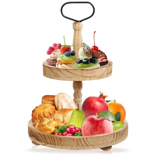 Obst Etagere 2 Etagen, Etagere Tortenständer, Cupcake Ständer Aus Holz, Holztablett Deko Tablett, Tortenständer 2 Etagen Holz, Für Obst Aufbewahrung, Muffins Und Cupcakes