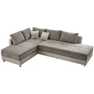 luma-home Eckcouch Kunstleder + Mikrofaser 2-Sitzer Beige/Graubraun