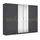 Möbel Drehtürenschrank Kleiderschrank Kleiderschränke Garderobe 10-türig Spiegel Schubladen Farbe grau metallic-Atlantic oak dunkel Schwarz Holz 271x210x54cm