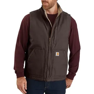 Carhartt Herren Gefütterte Weste mit Stehkragen Work Utility Oberbekleidung, Dunkelbraun, Large