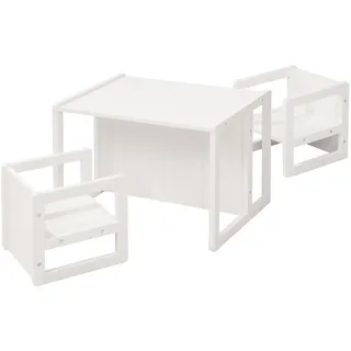 roba Kindersitzgruppe Landhausstil 2 Hocker & Kindertisch Holz weiß