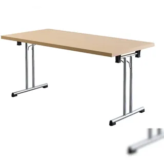 Hammerbacher Mehrzwecktisch buche rechteckig, Rundrohr chrom, 160,0 x 80,0 x 73,5 cm