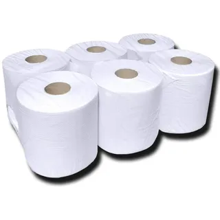 6 Handtuchrollen Innenabwicklung, Handtuch-Papierrollen natur-weiß, 20 cm, 2-lagig