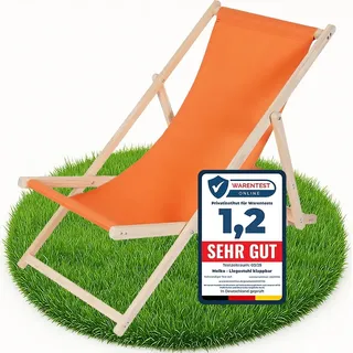 Melko Strandstuhl klappbar Holz Garten Sonnenliege Faltliege - Orange - Orange