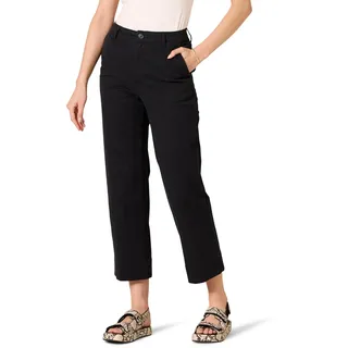 Amazon Essentials Damen Knöchellange Hose mit weitem Bein, hohe Taille, schmale Passform, Khaki, Schwarz, 4 Short