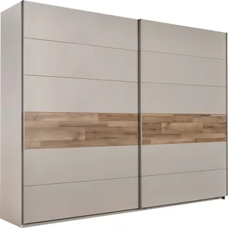 SchlafKONTOR Schwebetürenschrank Cadore 270 x 210 x 60 cm Champagner/Montana Oak