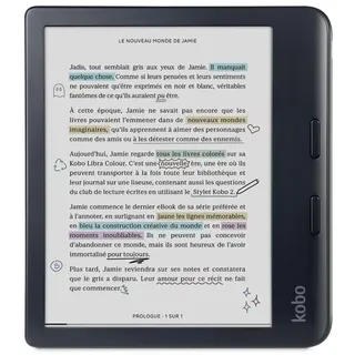 KOBO Libra Color | eReader | 7 Zoll blendfreie Farbe E Ink KaleidoTM 3 Display | Dunkelmodus-Option | Hörbücher | wasserdicht | Schwarz