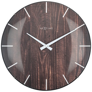 Nextime Wanduhr Edge-Wood-Dome Dia. 35cm Kunststoff braun