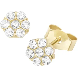 Luigi Merano Paar Ohrstecker Blüte mit Zirkonia, Gold 375«, goldfarben