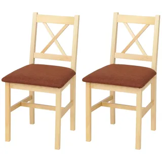 Mendler Esszimmerstuhl HWC-F77 Stoff terrakotta/Braun 2er Set