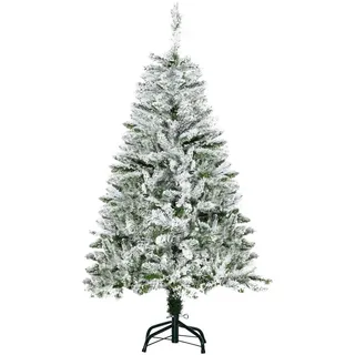 Homcom Künstlicher Weihnachtsbaum, 120 cm Kunstkiefer mit Kunstschnee, Indoor , Grün, Weiß , Kunststoff , 120 cm , Dekoration, Weihnachtsdekoration, Christbäume & Zubehör