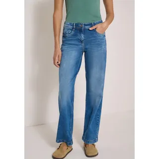 Loose-fit-Jeans CECIL "Style Neele", Damen, Gr. 32, Länge 30, mid blau wash (länge 30), Denim/Jeans, Obermaterial: 78% Baumwolle, 20% Polyester, 2% Elasthan. Futter: 52% Polyester, 48% Baumwolle, unifarben, loose fit lang, Jeans Loose-fit-Jeans, mit Stretch
