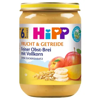 HiPP Bio Frucht & Getreide Feiner Obst-Brei mit Vollkorn, 6er Pack (6 x 190 g)