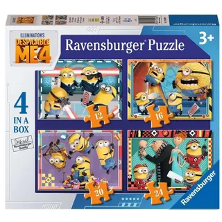 Ravensburger Minions – Ich Einfach Unverbesserlich, 4 Puzzles für Kinder ab 3 Jahren, 4 in Einer Box (12, 16, 20, 24 Teile), Film 2024