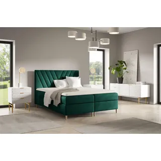 Boxspringbett Schlafzimmerbett ESPEN PREMIUM 200x220cm Stoff Fresh Grün - Grün