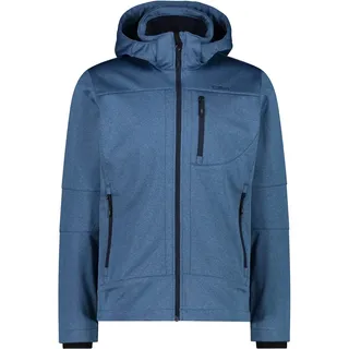 CMP - Herren-Softshelljacke in Melange-Optik mit abnehmbarer Kapuze, Blaustein Mel., 52