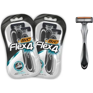 BIC Flex 4 Rasierer Herren, 2 x 3 Einwegrasierer mit je 4 Klingen, mit Aloe Vera & Vitamin E für eine sanfte Rasur