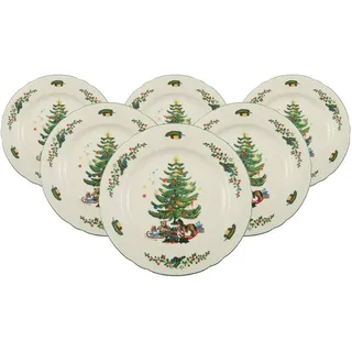 SELTMANN WEIDEN Brotteller Marieluise Weihnachten 17,1 cm weiß/grün 6er Set