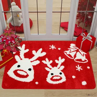 MaibaoteMbt Weihnachtsmatten, 60cmx40cm Weihnachtsdruck Teppich, Weihnachten Waschbar Fussmatte, Christmas Pattern Doormat, Weihnachts Türmatte, für Außen und Innen für Küche Wohnzimmer Schlafzimmer
