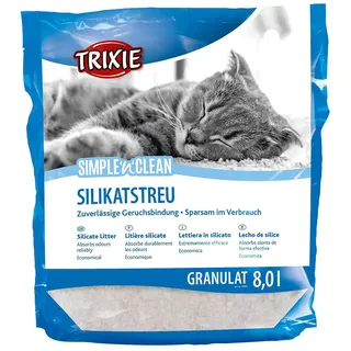 TRIXIE Simple'n'Clean Granulat Silikatstreu 8 l für Katzentoiletten - geruchsneutralisierendes Katzenstreu mit Kieselgel, staubarm & sparsam im Verbrauch - 4020