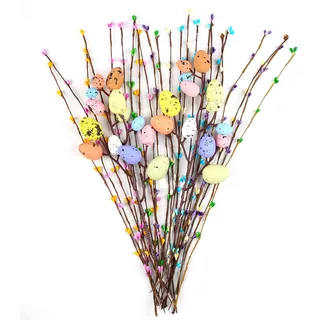 Shitailu Künstliche [Ostern] Sprührebe mit Pastell [Ostern] [Eier] und Beeren - dekorative Frühlingsstiele - Zweige für [Blumen] Arrangement Mittelstück Kranz Dekoration (26 Stück)