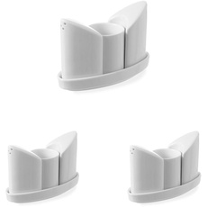 HENDI Menage Set, 3-teilig: 1x Salzstreuer, 1x Pfefferstreuer, 1x Zahnstocherköcher, geeignet für Mikrowelle, Geschirrspüler, 125x54x(h)90mm, Weiß Porzellan (Packung mit 3)