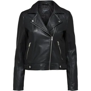 Damen Selected Kurze Leder Jacke | Lammleder Biker Jacket SLFKATIE | Cropped Style Coat