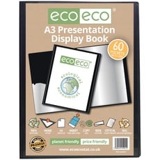 eco-eco A3 50% Recycelt 60 Taschen-Schwarz-Farbe Päsentationsdisplay Buch eco021