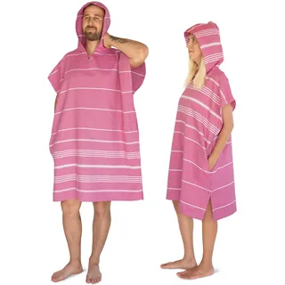 LeStoff Premium Surfponcho - Leicht, Nachhaltig, Saugstark & Schnelltrocknend - 100% Bio-Baumwolle - Strand, Bade, Surf, Camping, Kapuze, Umkleide (Fuchsia, S/M)