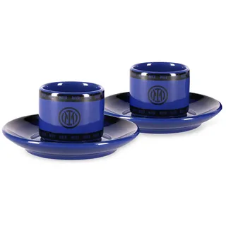 Inter Set aus 2 Kaffeetassen mit Untertassen aus Keramik, Linie Cucina, offizielles Produkt, Fans von Nerazzurri